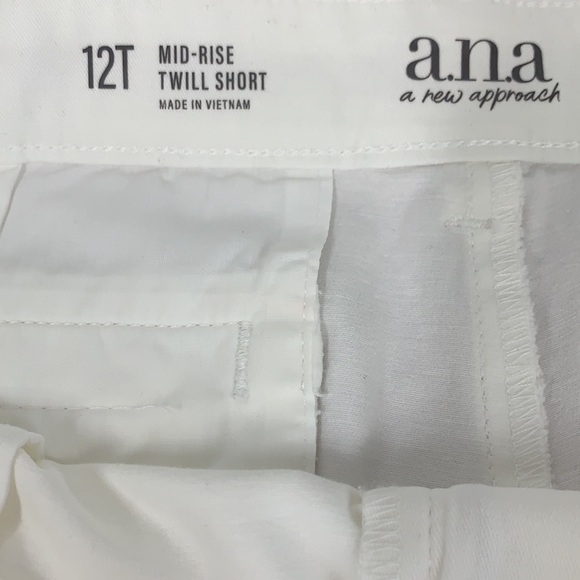a.n.a. Mid-Rise Twill Short - White Cotton/Spandex, Size 12T, NWT - Picture 5 of 9
